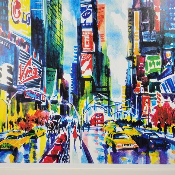 VTG Signed Jiu New York City Times Square Street Art Print Poster Wall Decor - Picture 2 of 15